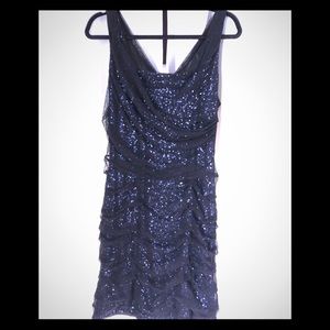 Blue/Black sequined cocktail dress